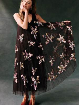 Cassandra Appliqued Tulle Maxi Dress