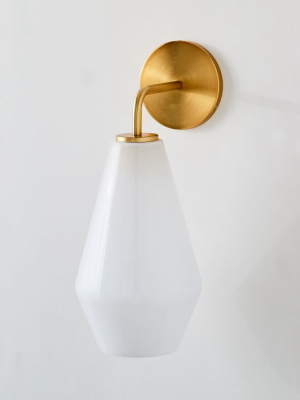 Sculptural Glass Geo Sconce - Milk