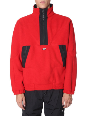 Msgm Logo Plaque Half Zip Sweater