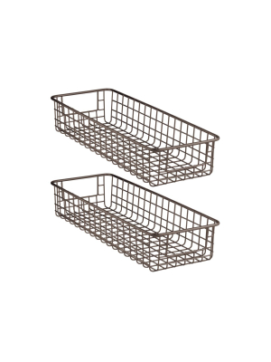 Mdesign Metal Kitchen Food Drawer Organizer Basket With Handles, 2 Pack