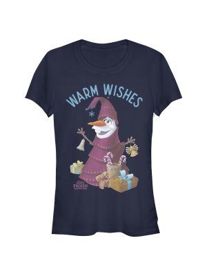 Junior's Frozen Christmas Olaf Wishes T-shirt