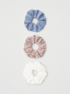 Aeo Striped + Floral Scrunchies 3-pack