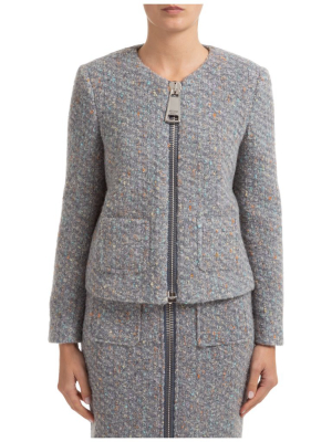 Moschino Front-zip Tweed Blazer