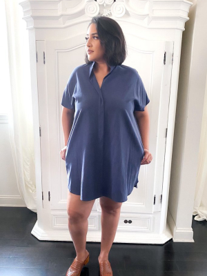 Shirt Dress In Indigo Tencel