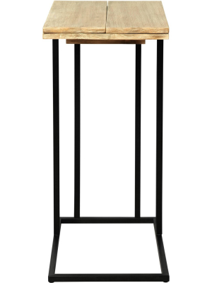 Harton Rustic Expandable C Side Table - Natural Wood - Serta