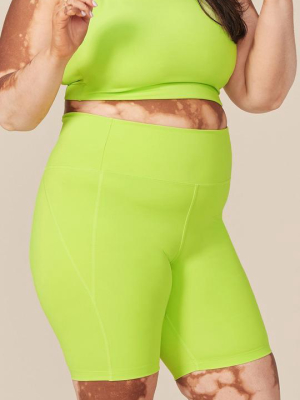 High Rise Bike Shorts In Lime