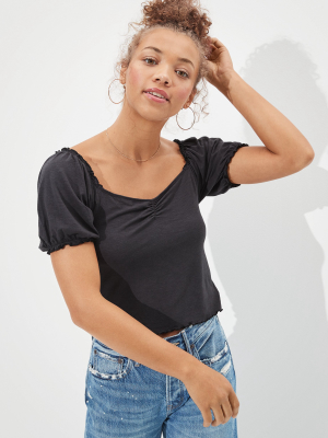 Ae Cropped Puff Sleeve T-shirt