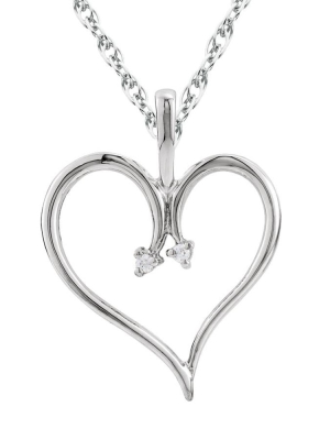 Pompeii3 Heart Diamond Pendant & Chain 10 Karat White Gold 1"tall