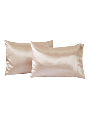 Great Bay Home 2 Pack Microfiber Satin Weave Pillowcases