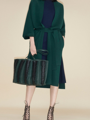 Belted Wool-silk Wrap Coat