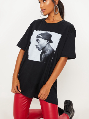 Black Tupac Chains Oversized T-shirt