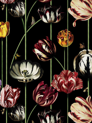 Tulipa Wallpaper (two Rolls) In Lux Night From The Kingdom Home Collection By Milton & King