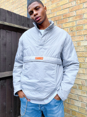 Asos Unrvlld Supply Overhead Padded Jacket In Gray