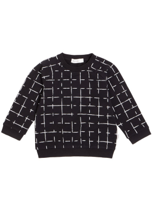 Miles Kids Grid Sweatshirt- Black