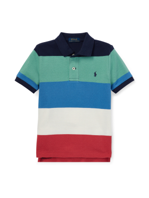 Striped Cotton Mesh Polo