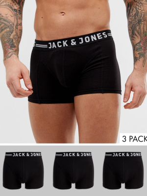 Jack & Jones 3 Pack Trunks With Contrast Waistband