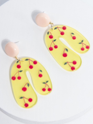 Yellow & Cherry Drop Earrings