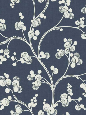 Dahlia Trail Wallpaper In Navy From The Silhouettes Collection By York Wallcoverings