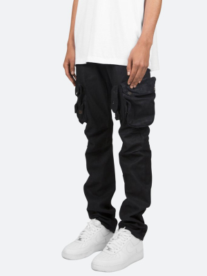 Mnmi mnml Waxed Denim Cargo Pants - Black - Autumn