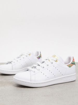 Adidas Originals Stan Smith Sneakers In White And Snake Print
