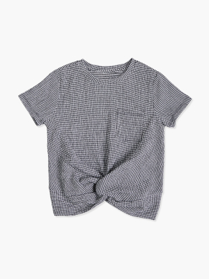 Girls Gingham Twisted Tee (kids)