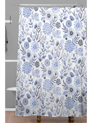 Floral 3 Shower Curtain Blue - Deny Designs