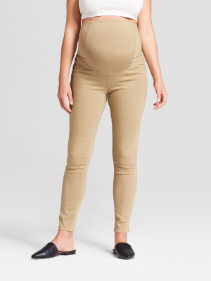 Maternity Crossover Panel Skinny Jeans - Isabel Maternity By Ingrid & Isabel™ Tan