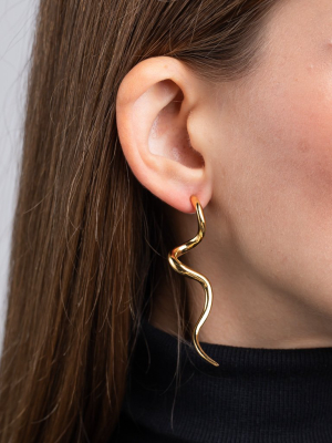 Polished Gold Swirl Pierced Earrings