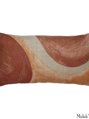 Printed Linen Pillow Winding Sienna Blush 12x22