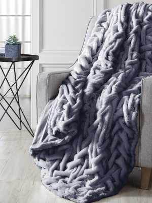 Modern Threads Luxury Solid Braided Faux Fur Throw, 50" X 60".