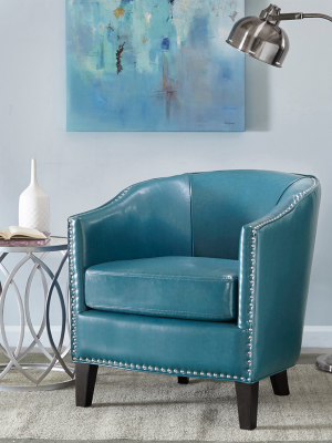 Fremont Shaped Barrel Armchair - Peacock Blue