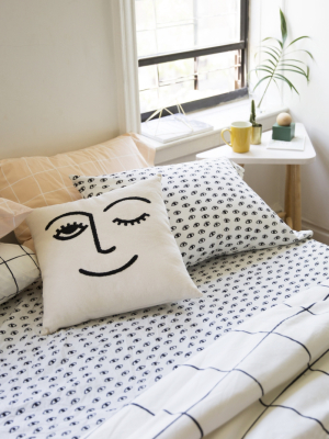 Winky Embroidered Pillow