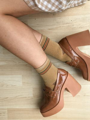 Asos Design Profile Chunky High Heeled Loafer In Tan