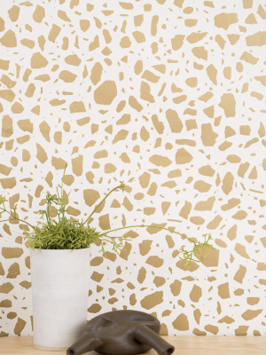 Ibo Wallpaper In Gold On Cream By Thatcher Studio