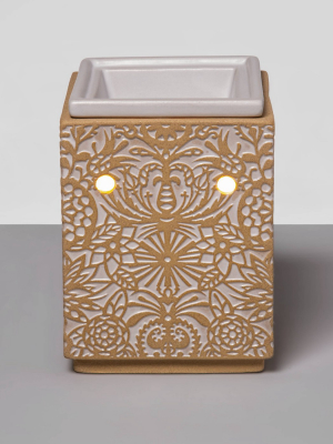 5.2" X 4" Stoneware Embossed Pattern Wax Warmer Brown - Opalhouse™