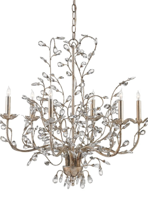 Medium Crystal Bud Chandelier In Silver Granello