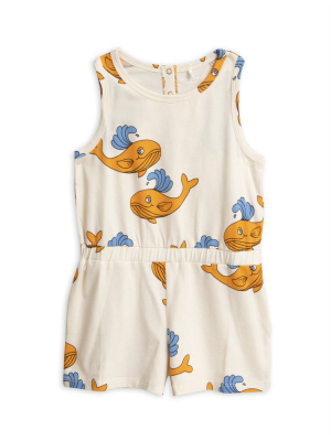 Mini Rodini Whale Summersuit - Orange