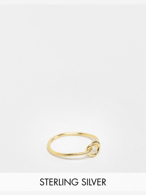 Kingsley Ryan Gold Plated Knot Detail Ring In Sterling Silver