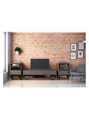 Sequence Entertainment Kit With Tv Stand And Drawer Audio Cabinet - 60" - Walnut & Charcoal - Nexera