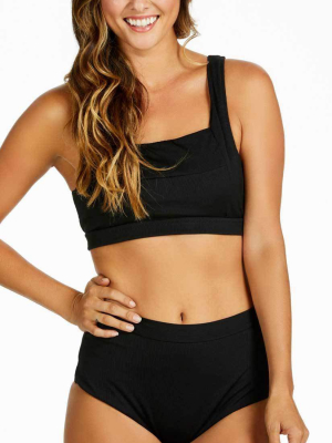 Raisins Ribbed Summer Halter Top In Black Y710282-blk