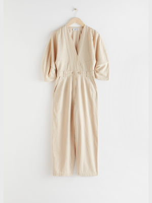 Asymmetric Linen Blend Jumpsuit