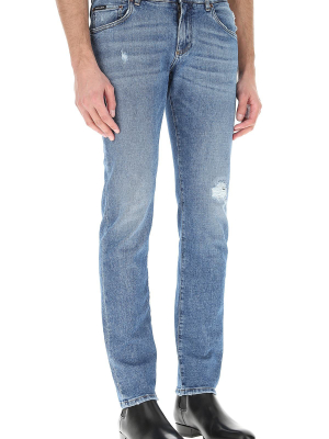 Dolce & Gabbana Distressed Slim Leg Jeans