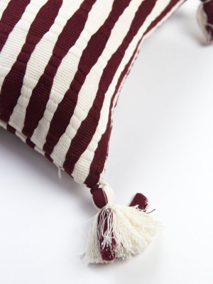 Backordered: Antigua Pillow - Burgundy Stripe