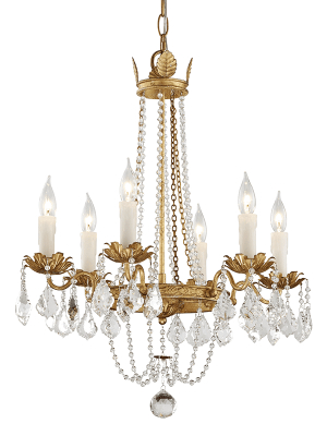 Viola 6lt Chandelier Small Distressed Gold Leaf