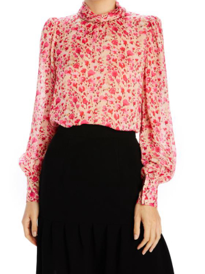 Floral Printed High Neck Blouse