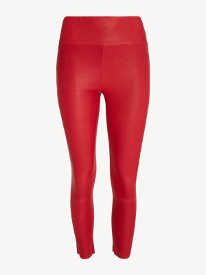 Red Leather Capri Legging