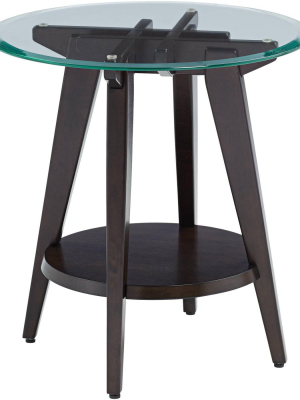 55 Downing Street Milton Dark Brown Round Accent Table