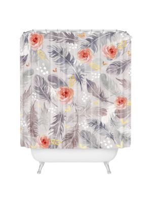 Floral Shower Curtain Gray - Deny Designs