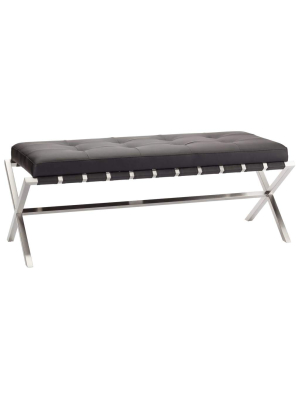 Auguste Occasional Bench, Black/stainless Legs