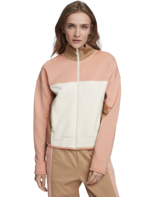 Cotton-blend Long Sleeve Colour-block Zip Up Sweatshirt